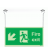 Xtra-Glow Fire Exit Arrow Down Left Hanging Sign