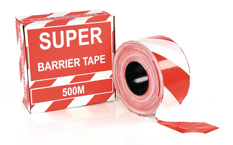 6 White Tape with Red Chevrons - 100' Roll - Safety Floor Tape