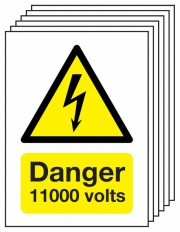 Danger 11000 Volts Pack Of 6 Signs