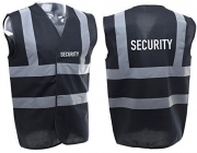 Security Printed Black High Visibility Waistcoats