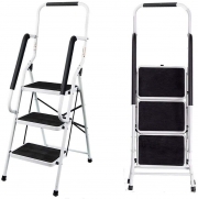 3-Step Folding Step Ladders With Handrail