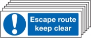 Escape Route Keep Clear Pack Of Six Signs