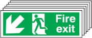 Fire Exit Arrow Down Left 6 Pack Signs