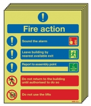 6-Pack Xtra-Glo Aluminium Fire Action Signs