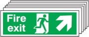 Fire Exit Arrow Up Right Pack Of Six Signs