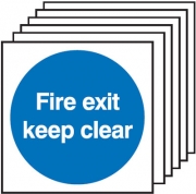 Fire Exit Keep Clear Pack Of 6 Signs