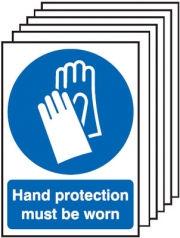 Hand Protection Must Be Worn 6 Pack Signs