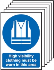 High Visibility Clothing Must Be Worn 6 Pack Signs
