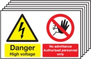 Danger High Voltage No Admittance Pack Of 6 Signs