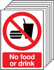 No Food Or Drink Pack Of 6 Signs