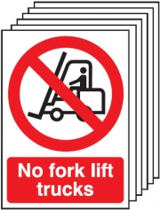 No Fork Lift Trucks Pack Of 6 Signs