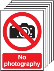 No Photography Pack Of 6 Signs