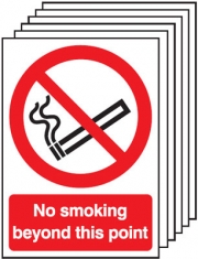 No Smoking Beyond Point Pack Of 6 Signs