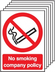 No Smoking Company Policy Pack Of 6 Signs