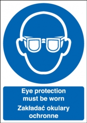 Eye Protection Must Be Worn Polish Language Signs