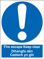 Fire Escape Keep Clear Dihangfa Dan Cadwch Yn Glir Signs