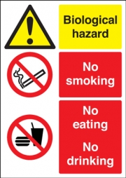 Biological Hazard & No Smoking Eating Signs