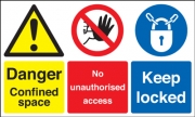 Danger Confined Space No Unauthorised Access Keep Locked Signs