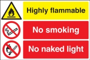 Highly Flammable No Smoking Signs