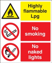 Highly Flammable Lpg & No Smoking Signs