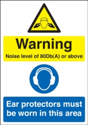 Ear Protectors Must Be Worn Noise Level 80Db Signs