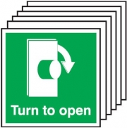 Turn Right To Open Pack Of 6 Door Signs