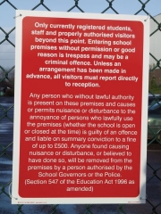 School College Trespassers Signs