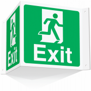 Exit With Running Man Projecting 3D Signs