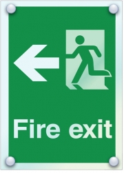 Fire Exit Arrow Left Clear Acrylic Sign
