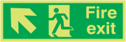 Photoluminescent Fire Exit Arrow Up Left Signs