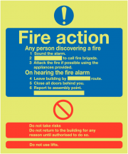 Fire Action Highly Photoluminescent Notice Signs