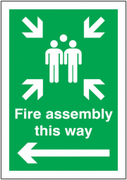 Fire Assembly Left Arrow Aluminium Sign
