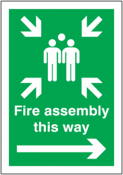 Fire Assembly Arrow Right Aluminium Sign