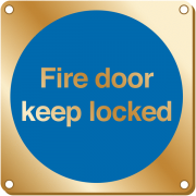 Fire Door Keep Locked Brass Signs
