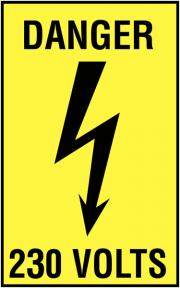 Danger 230 Volts Electrical Labels
