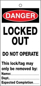 Danger Locked Out Lockout Safety Tags