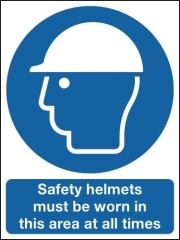 Safety Helmets Must Be Worn Aluminium Sign