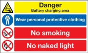 Danger Battery Charging Area Multi Message Signs