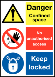 Confined Space No Unauthorised Access Keep Locked Signs