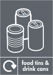 Food Tins Drink Cans WRAP Recycling Signs