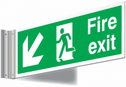 Fire Exit Arrow Down Left Corridor Sign