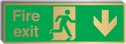 Fire Exit Arrow Down Brass Signs