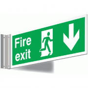 Fire Exit Arrow Down Corridor Signs