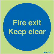 Fire Exit Keep Clear Nite-Glo Signs
