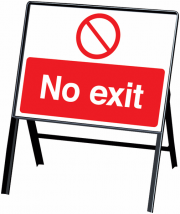 No Exit Stanchion Sign