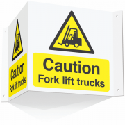 Caution Fork Lift Trucks Projecting 3D Signs