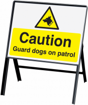 Caution Guard Dogs On Patrol Stanchion Sign