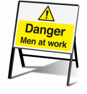 Danger Men At Work Stanchion Sign