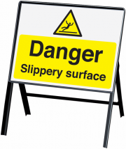 Danger Slippery Surface Stanchion Sign