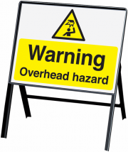 Warning Overhead Hazard Stanchion Sign